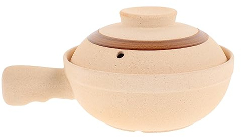 ULTECHNOVO Marmite en Terre Cuite avec Couvercle Casserole à Soupe et Riz Ustensiles Cuisine Ménagers 1.5L Résistante aux Températures Pratique