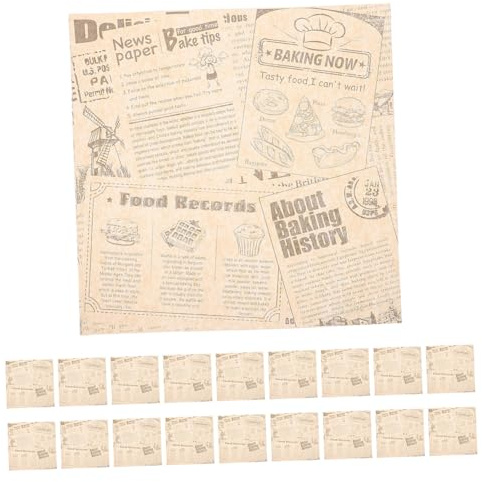 FUNNETOYU 50 Hojas Papel para Envolver Alimentos Diseño Periódico Resistente Grasas y Antiadherente para Sándwiches Hamburguesas Papas Fritas y Repostería