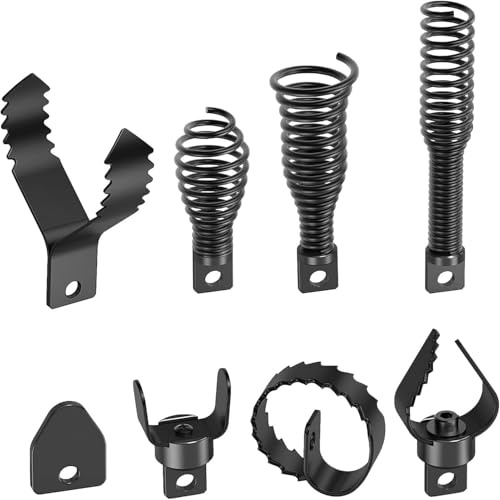 Drain Snake Drill Attachments,8-Piece Drain Cleaner | Used in 50FT-100FT Electric Drain Snake, Suitable for 5/16-inch to 3/4-inch Drain Snake Cable for 1-4Pipe