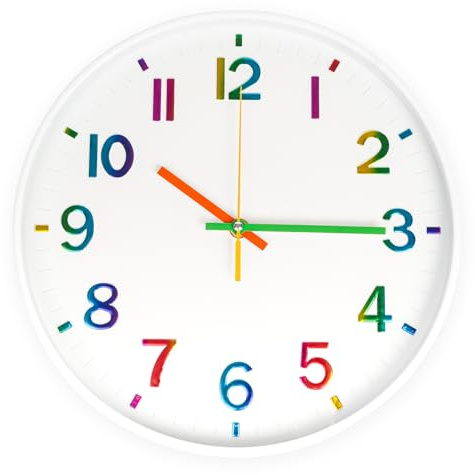 CIMOYBAI Reloj de pared de 30 cm, números 3D, multicolor, silencioso, oro rosa, moderno, sin ruido de tictac, para oficina, habitación, salón, cocina, escuela, habitación infantil (blanco-P)
