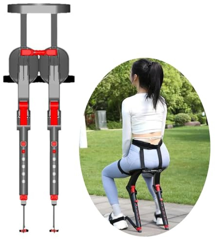 Lightweight Adjustable Wearable Chair, Portable Exoskeleton Seat for Anywhere Sitting, Ergonomic Invisible Chair Supports Up to 150kg (Black)