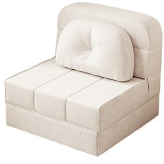 Hopfällbar bäddsoffa Hopfällbar bäddsoffa kan omvandlas till en sovfåtölj, golv och kudde, lämplig for gästsängar(Vit,100cm)