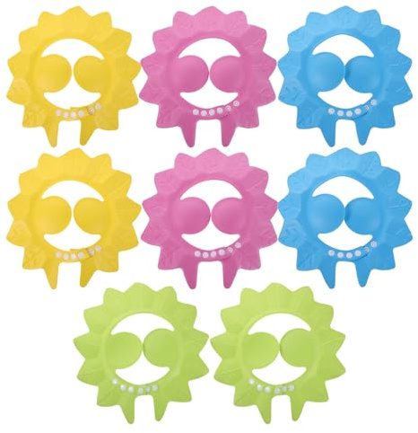 OUNONA 8 pezzi di protezione per il lavaggio dei capelli del bambino - Visiera da bagno regolabile - Cuffia per shampoo per bambini con protezione per le orecchie - Cuffia da doccia impermeabile per