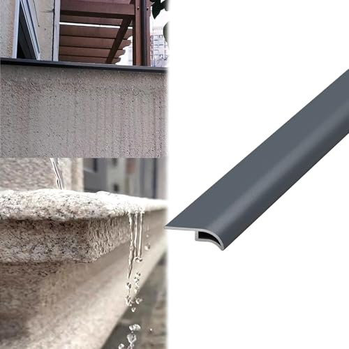 Vibeo Barre de Seuil Rebord de Fenêtre en Forme de Bec d'aigle avec Goutte d'eau, Ligne D'égouttement du Mur Extérieur, Moulure de Rive de Toit avec Goutte d'eau(Gray,14mm (0.6in))
