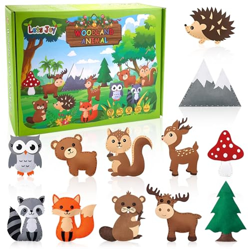 Lets Joy Waldtier Nähset, Näh Bastelset, Filz Nähsets Set, DIY Filz Bastelset Waldtier Filzset für Anfänger Kinder, Kreativsets Nähset Filzfiguren