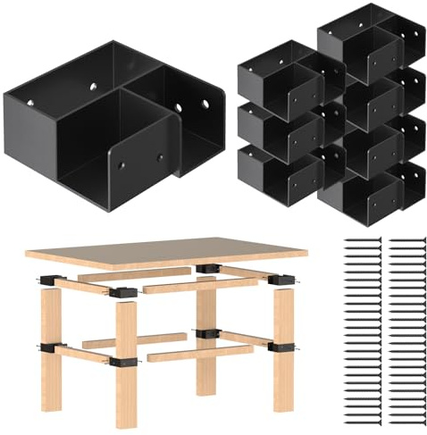 Heavy Duty Workbench Bracket Kit, 8 Pcs 3-Way Right Angle Corner Brackets for DIY Custom Workbenches, Work Tables, Garage Shelves, Many Other Wooden Projects, Fits 1.6x3.6 Wood