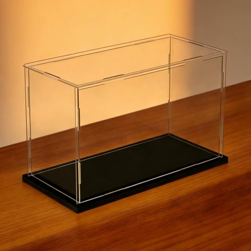 Vetrinetta Espositiva Vetrinetta Espositiva Impilabile In Acrilico, Ampia Teca Antipolvere per Modelli Supporto a Cubo In Acrilico per Statuette, Con Base Nera o Bianca(Black,85x55x55cm/33x22x22in)