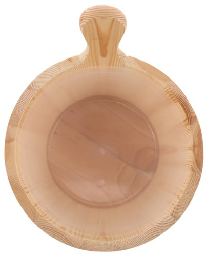 POPETPOP Seau de Sauna Bois 4l avec Louche en Bois Naturel et Doublure Intérieure, Accessoire Élégant pour Spa et Hammam, Prévention Décomposition, Usage Intérieur Sauna