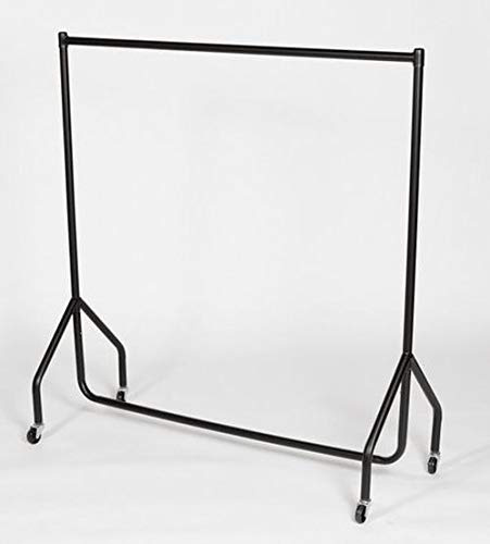 DPS Shopfitting Stabiler Kleiderständer auf Rollen Kleiderstange Garderobenständer Rollständer, Breite 122cm, Höhe 155cm, Tiefe 50cm, Schwarz