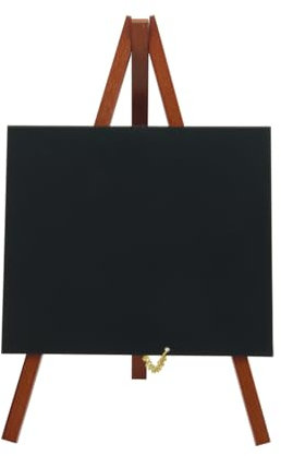 SECURIT - Mini Lavagna Con Cavalletto Treppiede - Per Pennarelli A Gesso Liquido - Per Caffè, Ristoranti, Bar, Negozi - Base In Legno Laccato - 24,4x15x13,5cm - 1 Pennarello Incluso - Colore Mogano
