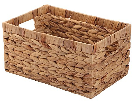 Contenedor de almacenamiento, contenedores de almacenamiento de jacinto de agua natural, cesta rectangular, artes y manualidades.