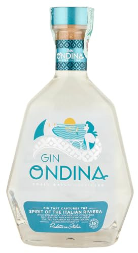 Gin Ondina - Gin Italiano, 70 cl, Gin a Base di Basilico Fresco, 45% Vol