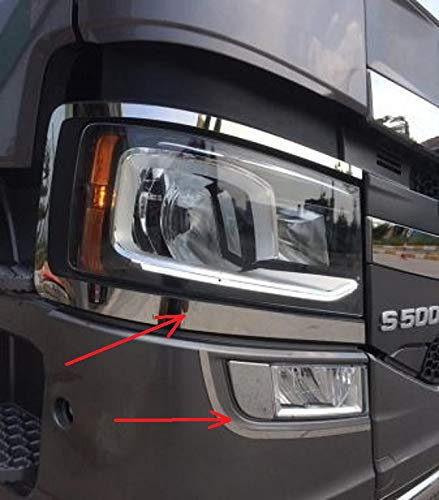 VNVIS 4er Set Edelstahl Scheinwerfer & Nebelscheinwerfer Dekoration Neue Generation Scania S Serie 2016+