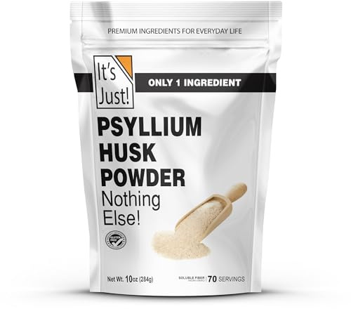 It's Just! - Psyllium Husk Powder, GLP-1 Friendly, Easy Mixing Dietary Fiber, Cleanse Your Digestive System, Finely Ground Powder, Ideal for Keto Baking, Non-GMO (Unflavored, 10oz (Pack of 1))