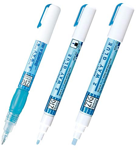Kuretake Zig 2 Way Glue Pen 3 Variety Set, Adhesive for Professional,Artists, Crafting, Scrapbooking, Gift Card, Made in Japan