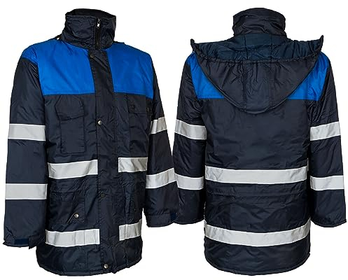 Arbeitsjacke Warnschutzjacke Winterjacke Regenjacke gefüttert Reflexstreifen Blau (FL-WIN-NB) (M)