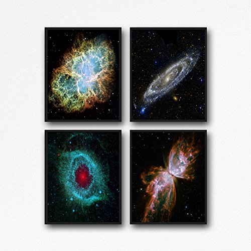 Nebel-Poster 4er Set Hubble-Teleskop-Nebel Weltraum Drucke Andromeda Hubble-Poster Galaxie-Poster Nebel Geschenk Nebel-Dekor Nebel Kunst (21x30cm (A4))