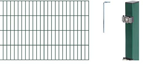 Alberts 646417 Doppelstabmattenzaun als 16 tlg. Zaun-Komplettset | verschiedene Längen und Höhen | grün | Höhe 80 cm | Länge 14 m