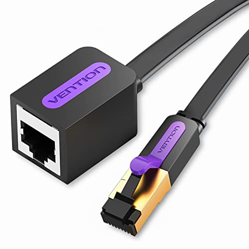 VENTION Cat 7 Rallonge Câble Ethernet 3m, Câble Ethernet Plat Haut Débit, Câble RJ45 Cat 7-10Gbps 600MHz Câble Internet Rallonge RJ45 Mâle à Femelle, Câble Réseau Lan Soutien Cat 6 /Cat 5E /Cat 5