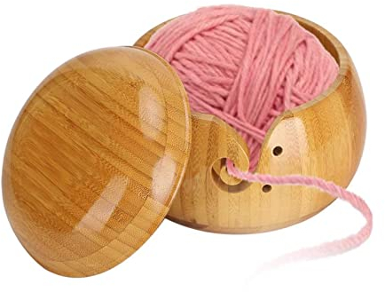 Garosa Holzgarnschale Garnaufbewahrungsschale mit abnehmbarem Deckel Home Handarbeit Garnhalter zum Stricken und Häkeln Zubehör Kit