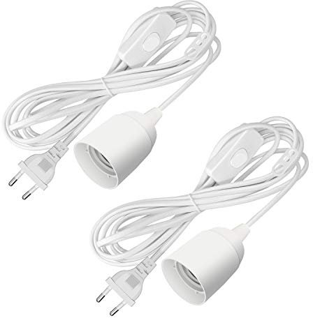 U/D Portalámparas E27 con Interruptor 2 Piezas Adaptador de Lámpara con Enchufe con Cable de 450cm Casquillos para Bombillas Exterior para Lámpara de Pie, Candelabro, Lámpara Creativa