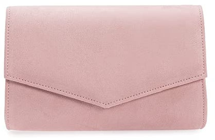 iXebella Damen-Abendtasche, elegante Clutch-Handtasche aus Velourslederimitat für Hochzeit, rose, X-Small