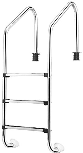 COSTWAY Scaletta per Piscina in Acciaio Inox, Scaletta Piscina con 3 gradini Antiscivolo, con Corrimano Comodo, Capacità di Carico: 150 kg