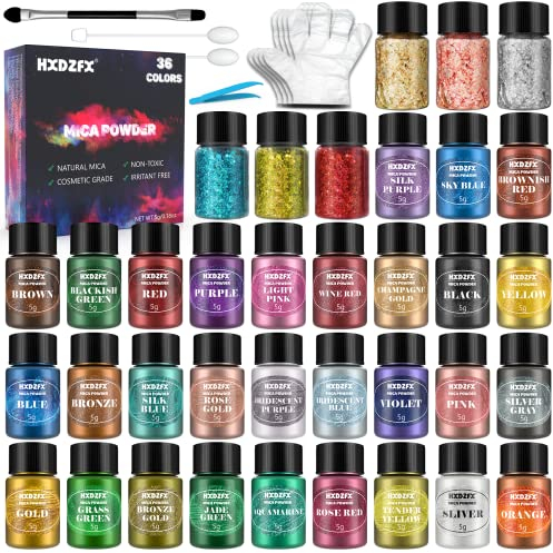 Epoxidharz Farbe Mica Pulver - 27 Farben * 6g Natürliches Kosmetisches Pigmentpulver, Geeignet für Seifenfarbe, Lipgloss, Nagellack, Make-up, Epoxidharz, Kerzenherstellung, Badebombe
