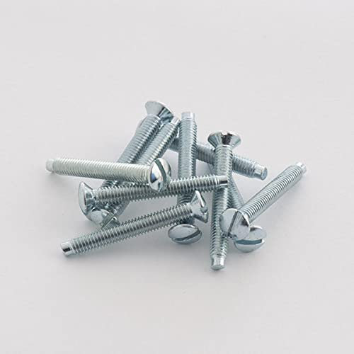 10x M3.5 x 28mm Electrical Machine Screw Raised-Head Silver/Chrome Steel finish - Raised Edge Screwed compatible Light Switches Sockets Plugs Fixing Bolt Redecorating Repurposing 10PACK