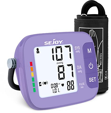 Sejoy Blood Pressure Cuff Arm Automatic, Blood Pressure Machine Monitors Accurate for Home Use, Adjustable Digital BP Cuff Kit, Large Backlit Display, 120 Sets Memory, USB Carrying Bag Included