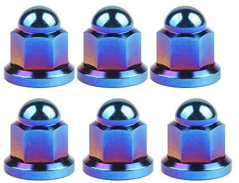 Wanyifa Titanium M6 M8 M10 Dome Head Acorn Nuts for Bicycle Motorcycle Exhaust Pipe Car Pack of 6 (M8, Burning Blue)
