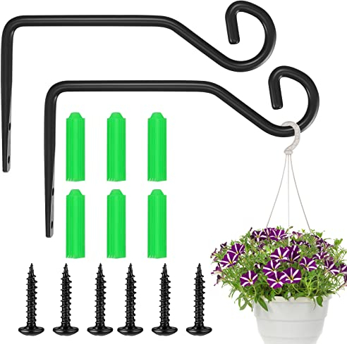 2 Pièces Supports de Panier Suspendus, Crochet de Muraux à Suspendre, Support Crochets de Suspension pour Plantes Pots de Fleurs Jardin Mangeoires Lanternes