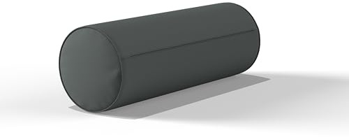 Round Bolster Pillow Filled with Soft Virgin hollow Fiber roll neck Cushions-orthopaedic back & neck Support Pillow with Free100% Cotton Round Bolster Pillowcase Cover (Medium 15 x 45cm, Grey)