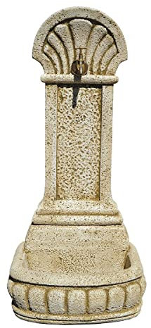 Fuente de Jardín Pared en Plaza Exterior 42x38x97cm. |Hormigón Piedra para Exterior|Incluye Grifo | Peso: 52 Kg.