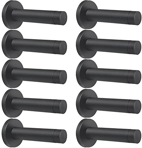 DOKU 10 Stück Türstopper, 8,9 cm, robuster 304 Edelstahl-Türstopper mit Gummispitzen, Stoßstange, Wandmontage, Türhalter, Schalldämpfung, mattschwarz