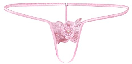 Sohimary 489 Mujer Mini String Tanga Abierto Encaje Flor XS S M 34 36 38 40 Rosa