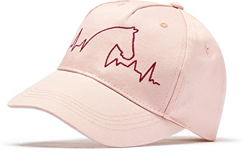Casquette d'équitation organique fille : chevaux battement de coeur - chapeau de cheval, pour filles, cadeau pour chevaux, équitation, poney pour enfants, rose clair, taille unique