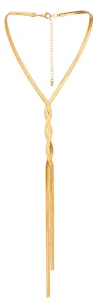 fdsmall Quaste Kragen Halskette Schlange Knochen Kette Einfache Lange Choker Schmuck Einstellbar für Frauen und Mädchen Minimalistische Kette Halskette (Gold)