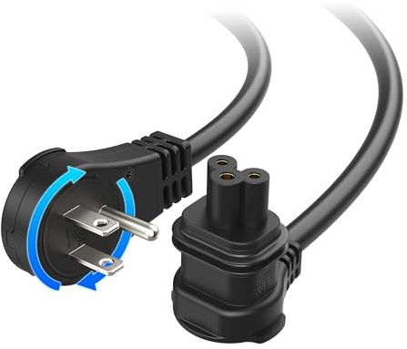 Cable Matters Replacement Power Cable for Starlink WiFi Router Gen2 with 360 Degree Rotating Flat Plug (3 Prong Power Cord for Starlink Router V2) in Black - 6ft / 1.8m
