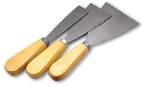 3 PZ Spatola per Stucco in Acciaio Inossidabile, Set di Coltelli Raschietti Elastici per Pareti, Frattazzo Stuccatori Cartongesso - Distaccamento Carta da Parati