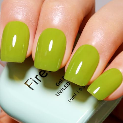 Firedeep Jelly Neon Green Gel Nail Polish Sheer Neon Green Nail Polish UV/LED Soak Off Gel Polish for Autumn and Winter 0.54 Fl Oz 1Pcs