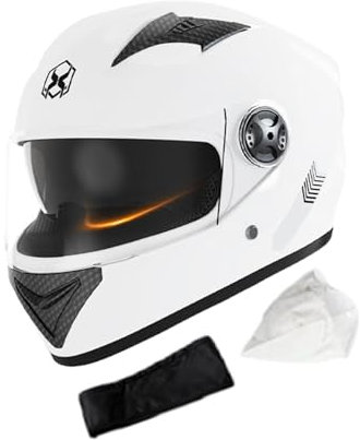 Djowyh Casco integral con parasol, casco de moto integrado con parasol, cascos de protección para hombre, transpirable, para mujer y hombre, TSQSK45DZVT8G4KC
