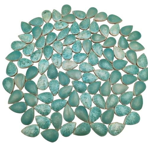 105 Stück 28 mm x 18 mm Keramik-Regentropfen-Mosaikfliesen, 500 g Mosaikfliesenstücke für handgefertigte Mosaikherstellung und Kunstprojekte