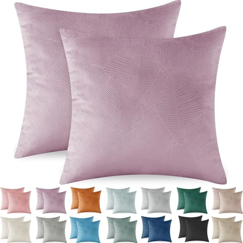 Ystyle Funda Cojin 45x45 de Terciopelo Juego de 2 Funda de Almohada del Sofá Decorativas con Cremallera Invisible Suave y Lavable Antiácaros Transpirable Hipoalergénico para Cama, Morado