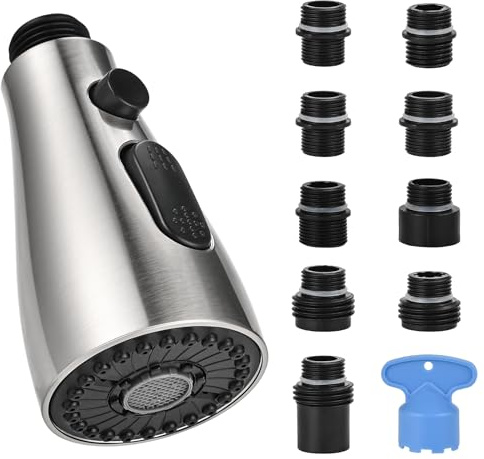 Cieex Brausekopf Küchenarmatur Ersatz | Pull Out Küchenarmaturen Ersatz Brausekopf, 3 Modi, Wasserhahn Aufsatz 9 Adaptern für Küchenarmatur & Spültischarmatu