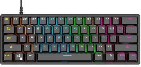 YIWEOG Teclado mecánico Teclado para Juegos de 61 Teclas Interruptores Azules Diseño Duradero y Compacto Varios diseños ergonómicos con retroiluminación RGB para Windows OS Linux