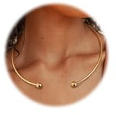 KRFY Open Choker Necklace Flat Collar Necklaces For Women Stainless Steel Wire 14K Plated Gold Choker Necklace Dainty Silver Torque Necklaces For Women
