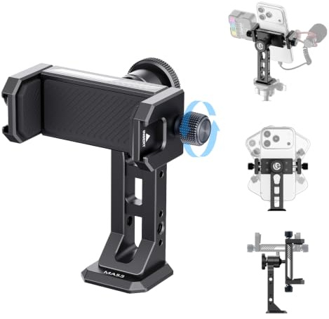 ULANZI MA53 Metall Smartphone Halterung Stativ mit Arca Swiss und Uka, Handy Stativhalter 360° Drehbar, Handy Stativ Adapter mit 1/4|3/8“ Schraubloch für Video Vlog Aufnahme Livestreaming