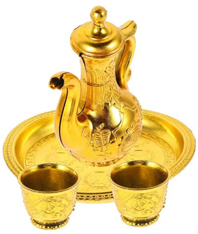 HOLIDYOYO Tibetan Buddhist Worship Cup Set Tea Pot Jug Offering Supplies for Ceremonies
