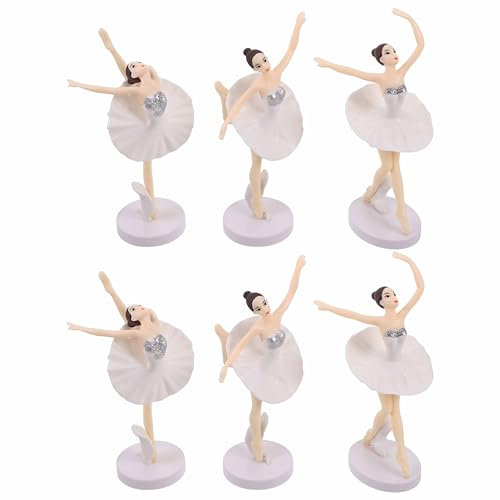 FELTECHELECTR 2sätze Puppenhaus Ballerina Puppen Mit Sockel Für Mädchenzimmer Dekoration Ballettmädchenfiguren Tanzpose Spielzeug Kuchendekoration Tischplatte Ornament